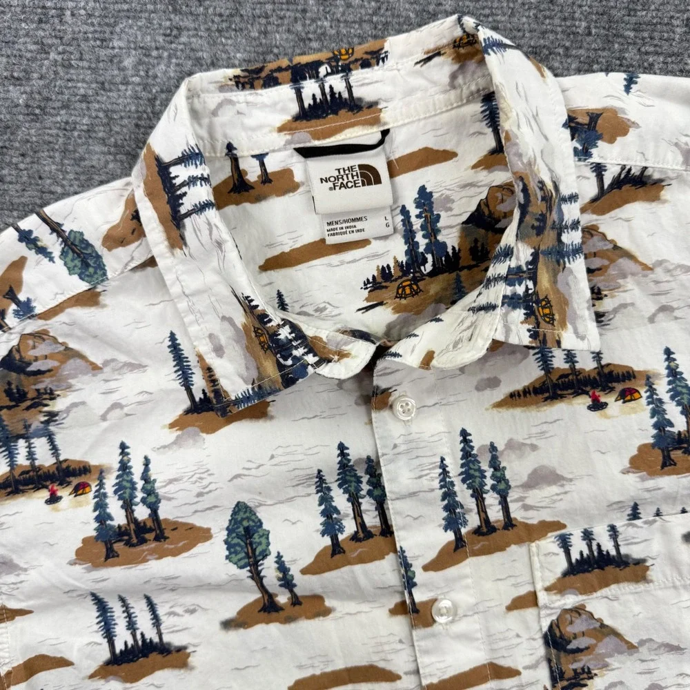 The North Face Baytrail AOP Shirt S/S N Mountain‎ Forest Print White Men's